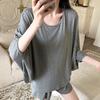 Pijama de Manga Curta para Mulheres Verão 2025 Novo Modal Rayon Puxar Mangas Morcego Podem Ser Usados Fora de Casa Conjunto de Roupas