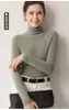 Otoño Invierno Sin Costuras Una Pieza 100% Cachemir Tejido de Punto Suéter para Mujer Costilla Capa Interior Suéter de Cuello Alto Color Liso Capa Base