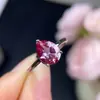 Anillo de plata de ley 925 pequeño, fresco, simple, de moda, incrustado con piedra que cambia de color Alexander de 7*9 mm, apertura para mujer, lleno de color fuego