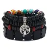 Pulseira Árvore da Paz Estilo Europeu e Americano Transfronteiriça Conjunto de Várias Peças Pulseira de Contas de Madeira Vintage Simples Masculina Empilhável Personalizada