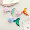 Nuevo Pasador de Sirena con Lentejuelas de Princesa Lindo Pasador de Cola de Pez para Niños Clip Lateral para Flequillo Tocado de Estrella de Mar y Concha