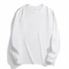 Camiseta Masculina de Algodão Puro Pesado de Manga Longa, Cor Sólida, Gola Redonda, Espessa e Não Transparente, Corte Solto Casual Unissex, Camiseta Básica para Casal, 400g