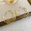 Brincos Grandes Circulares Simples em Camadas, Brincos Exagerados Versáteis e Personalizados, Brincos de Moda Europeia e Americana de Alta Qualidade para Atacado