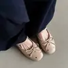 Bailarinas de Piel de Oveja Francesas para Mujer 2026 Modelo Nuevo Lazos Vintage Cuero Genuino Zapatos Mary Jane con Remaches Zapatos Planos