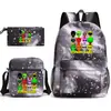 Mochila con Estampado de Juego de Dibujos Animados Rhythm Box sprunki Bolso de Hombro Estuche para Lápices Mochila Escolar para Estudiantes Juego de Tres Piezas
