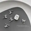 1000 Piezas de Decoraciones de Moños para Uñas de Aleación Mixta, Moños de Cinta Huecos, Pedrería Plateada para Uñas, Al por Mayor
