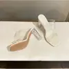 Sandalias de Tacón Alto para Mujer 2024 de Moda Transparentes de Tacón Medio Zapatos de Cristal Moda Tacón Grueso Chanclas de Exterior Tacón Delgado Antideslizantes