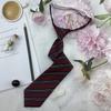 Gravata Borboleta JK Nó Preguiçoso Sem Nós Zíper Estudante Estilo College Japonês Listrada vinho tinto Gola Masculina e Feminina Flor DK