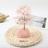 Base de Pedra Bruta de Quartzo Rosa de Cristal Natural + Árvore da Vida de Cristal Colorido Árvore da Fortuna Ornamento para Casa e Escritório