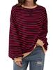 Primavera 2026 Sencillo Hogar Transfronterizo Casual Nuevo Patrón Rayado Cuello Redondo Moderno Manga Larga Suéter Bloque de Color Camiseta