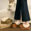 Pantuflas peludas de felpa cálidas y de suela gruesa para mujer, para usar en invierno al aire libre, nuevo estilo 2026, antideslizantes, para personas bajas, que aumentan la altura, pantuflas de algodón Birkenstock