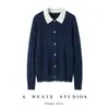 Cardigan de malha trançada fina 100% cashmere puro, gola polo, estilo duas peças falsas, blocos de cor, abotoado, peça base