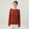 Novo suéter de cashmere 75% e seda de amoreira 25%, de malha reversível, gola redonda, cor sólida, versátil, solto e macio, para mulheres