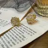 Brincos de Tarraxa Zircônia Espiga de Trigo Levemente Luxuosos Estilo Francês para Mulheres, Design de Nicho Vintage com Sensação de Alto Padrão, Brincos Versáteis para Mulheres