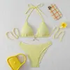 Bikini Sexy de Dos Piezas para Mujer Europeo y Americano 2026 Aliexpress Amazon Nuevo Bikini de Playa de Color Sólido Traje de Baño