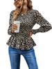 2023 Explosões Europa e América Outono e Inverno Nova Manga Longa Cintura Estampada Camisa Top Cross-border Moda Feminina
