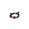 Anillo Trenzado de Moneda de Cobre con Frijol Rojo y Ágata Roja para Mujer, Diseño de Nicho de Moda, Anillo de Pareja y Amistad