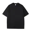 Camiseta de verano [peso pesado 200g] de algodón puro, color liso, manga corta, unisex, cuello redondo, moderna, manga media, estilo básico, hombros caídos