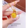 Novo Estilo Chinês Dourado Areia Pontos Diamante Amarelo Deus da Riqueza Lâmpada Pequena Corrente de Clavícula Atratora de Riqueza Corrente de Corrida Ouro Loja Mesmo Estilo Luxo Leve