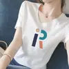 Comercio Exterior Transfronterizo~Camiseta de Manga Corta con Cuello en V de Alta Gama para Mujer, Estampado de Gato de Dibujos Animados de Verano, Versátil, Rejuvenecedora, Delgado