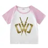 2023 Nueva ropa para niños Camiseta de manga corta de verano para niños y niñas Camisa básica raglán Camiseta de media manga para bebé Top para niños