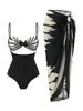 Traje de baño de una pieza nuevo europeo y americano para mujer con falda de gasa a rayas sexy conjunto de playa sexy transfronterizo traje de baño de dos piezas