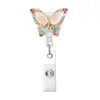 Aleación de Zinc Pedrería Mariposa Retráctil Pinza de Cocodrilo Hebilla de Identificación Fácil de Tirar Carrete Giratorio de Cuidado Médico Hebilla Fácil de Tirar