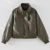Anhelo de Chaqueta de Cuero Ecológico, Triple Protección 90% Plumón de Ganso Nueva Chaqueta Parka Corta para Mujer con Cuello Alto