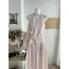Traje Casual para Mujer Tallas Grandes, Nuevo Estilo de Verano, Elegante Cinturón para Ceñir la Cintura, Top de Manga Corta de Color Sólido, Pantalones de Pierna Ancha Conjunto de Dos Piezas