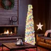 Novo Produto Transfronteiriço da Amazon: Peças Redondas de Árvore de Natal Rosa, Azuis e Brancas Que Podem Ser Feitas por Você e Dobradas para Decorações de Festa de Natal