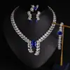 Conjunto de colar e brincos florais de zircônia e diamantes, com pingente floral longo, requintado, único e doce, atacado