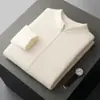 Cárdigan de punto de lana para hombre, casual de negocios, nuevo, de cachemira, con cuello alto, cierre de cremallera, corte holgado, chaqueta engrosada para otoño e invierno