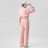 Conjunto Deportivo de Dos Piezas para Primavera Cuello Alto Sudadera Deportiva Pantalones Anchos de Pierna Ancha de Alta Elasticidad Traje Deportivo Casual para Mujer