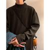 Suéter de veludo de alpaca masculino com forro de fleece, gola alta curta espessada, outono e inverno, roupa íntima quente, suéter de tricô liso de inverno
