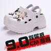 Pantuflas de Verano para Mujer Tacón Alto Celebridad Cibernética Moda Exterior Sandalias de Doble Uso Lindo Dibujo Animado DIY Suela Gruesa Zapatos Cueva Mujer