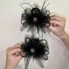 Clip de cinta de plumas brillantes de alta calidad atmósfera Super hada negro peludo clip de tiburón lazo horquilla tocado