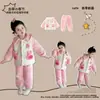Pijama de una pieza para niños, terciopelo de coral, otoño e invierno, forro polar, engrosado, saco de dormir para bebé, ropa de casa de franela con dinosaurios para niños.