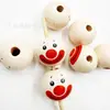 Cuentas de Madera Impresas de 30 mm, Cuentas de Madera con Cara Sonriente, Cabezas de Muñeca con Cuentas para Niños Accesorios DIY, Cuentas de Madera con Cara Sonriente de Payaso