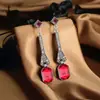 Accesorios de Moda Trendy Transfronterizos, Aretes Brillantes de Lujo Tachonados con Diamantes para Sociales, Aretes Largos de Lujo Ligero de Gama Alta