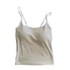 Nova Camisola para Mulheres com Bojo para Uso Interno e Externo, Top Lindo nas Costas, Copas Fixas, Alças Finas Ajustáveis de Peça Única