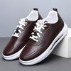 Zapatos casuales de cuero para hombre con cordones, superficie de PU impermeable, color sólido, boca baja, suela suave, corte bajo, zapatos para hombre, zapatos de vestir