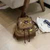Mochila de diseño nicho estilo coreano transfronteriza con oso lindo estampado de leopardo, mochila pequeña de moda estilo Maillard para chicas universitarias