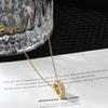 Corrente de clavícula elegante com zircônia microincrustada em ouro verdadeiro, estilo ins, anel de dedo, colar com pingente, corrente de maré requintada e combinando