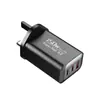 Novo Carregador de Celular Padrão Europeu e Americano Transfronteiriço, Padrão Britânico Cabeça de Carregamento Rápido Dupla Porta USB+2PD A+C