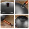 Olla de Hierro Fundido, Wok Tradicional sin Recubrimiento, Sartén Antiadherente Verdaderamente Inoxidable, Fondo Redondo para Cocinas de Gas e Inducción