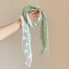 [Cocoa Bree] Bufanda de Malla de Encaje de Doble Capa con Cinta, Estilo Dulce de Niña, Diseño Único, Accesorio Versátil y Elegante