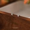 Pendientes Yunxiaoshu pequeños y exquisitos con forma de estrella para mujer, de plata de ley s999, con forma de estrella cuadrada, sencillos y geométricos, de plata pura, al por mayor