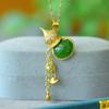 Cobre embutido Hetian jade Jade Fu Lu Shou pingente de cabaça de jade natural pingente Jade Jade fornecimento ao vivo