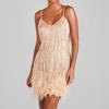 Vestido de Fiesta de Baile Ropa Transfronteriza Amazon Europea y Americana Vestido sin Espalda Falda con Tirantes de Lentejuelas con Borlas de Plumas