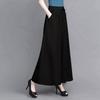 Pantalones Vintage Drapeados de Algodón-Lino de Pierna Ancha para Mujer con Bordado, Verano Finos Sueltos Adelgazantes de Cintura Alta Versátiles Casuales